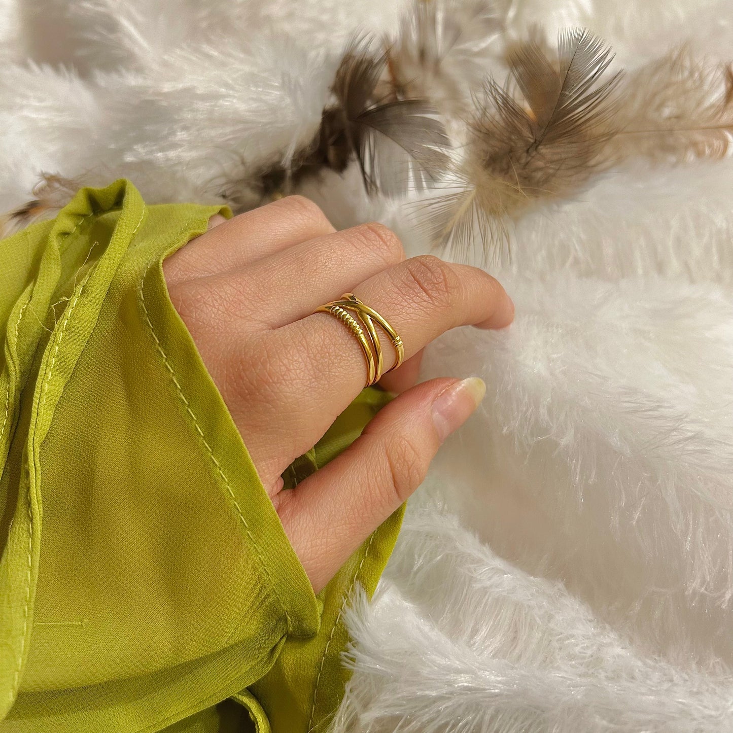 3-Cross Dainty Ring (One Size, Adjustable)