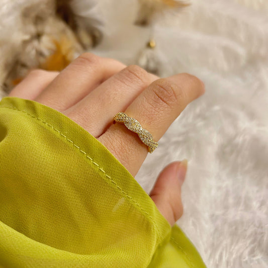 Zirconia Engraved Ring (One Size, Adjustable)