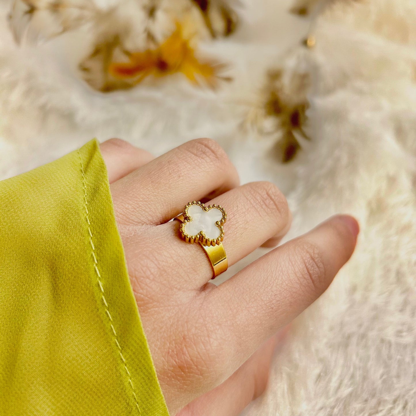 White Clover Ring (One Size, Adjustable)