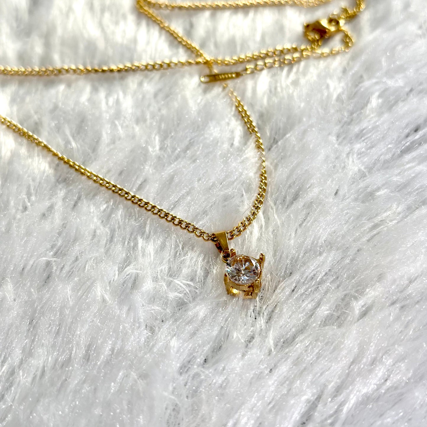 Round Zirconia Solitaire Necklace