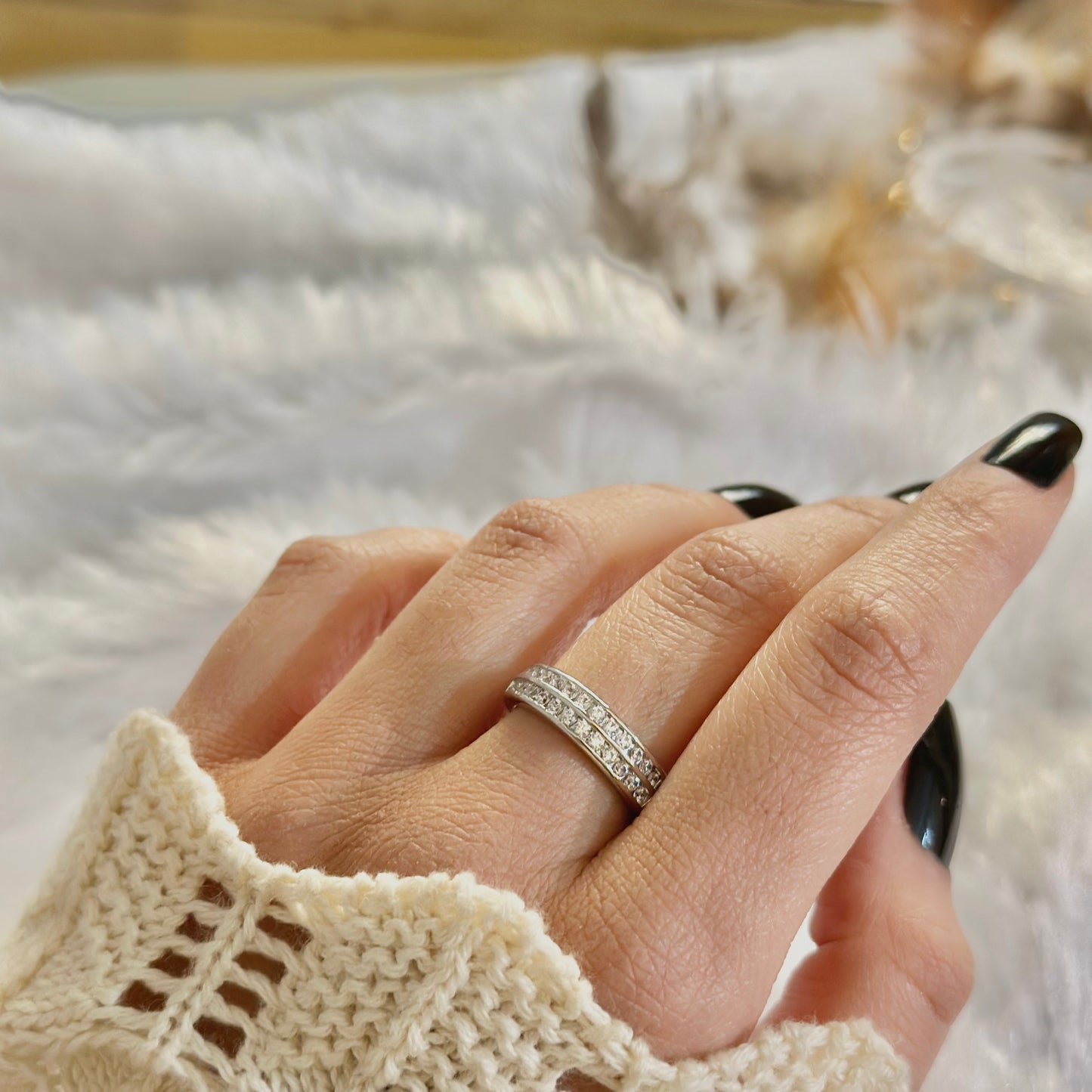 Zirconia Silver Ring (One Size, Adjustable)