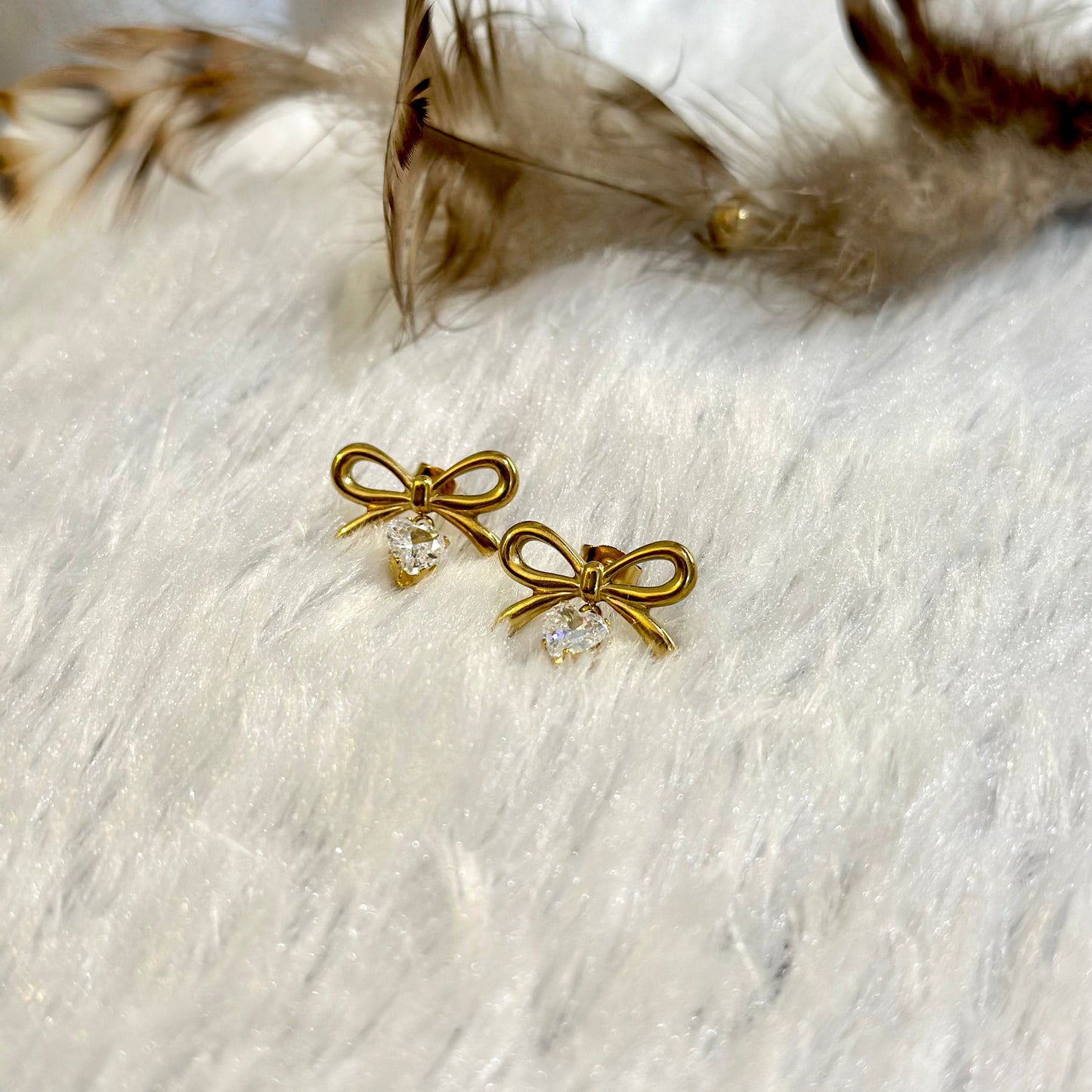 Pookie Bow Zirconia Drop Earrings