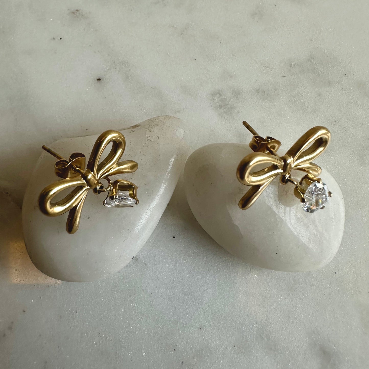 Pookie Bow Zirconia Drop Earrings