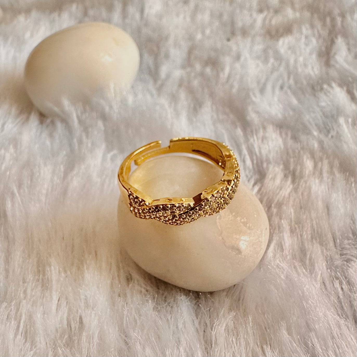 Zirconia Engraved Ring (One Size, Adjustable)