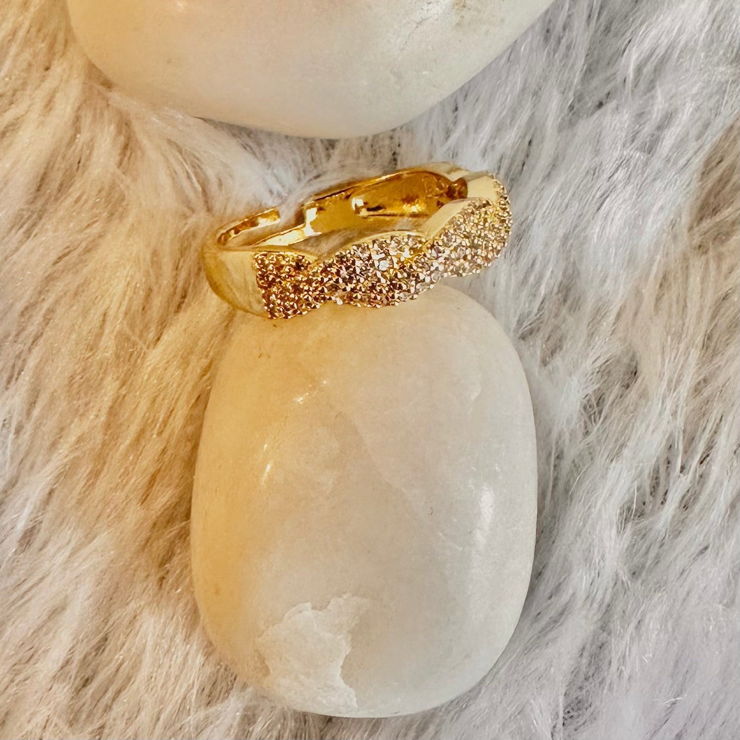 Zirconia Engraved Ring (One Size, Adjustable)