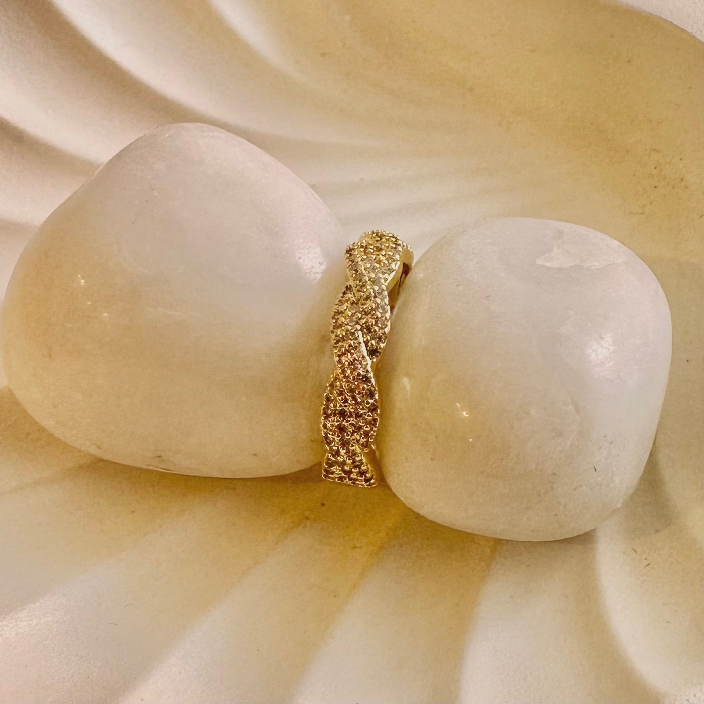 Zirconia Engraved Ring (One Size, Adjustable)