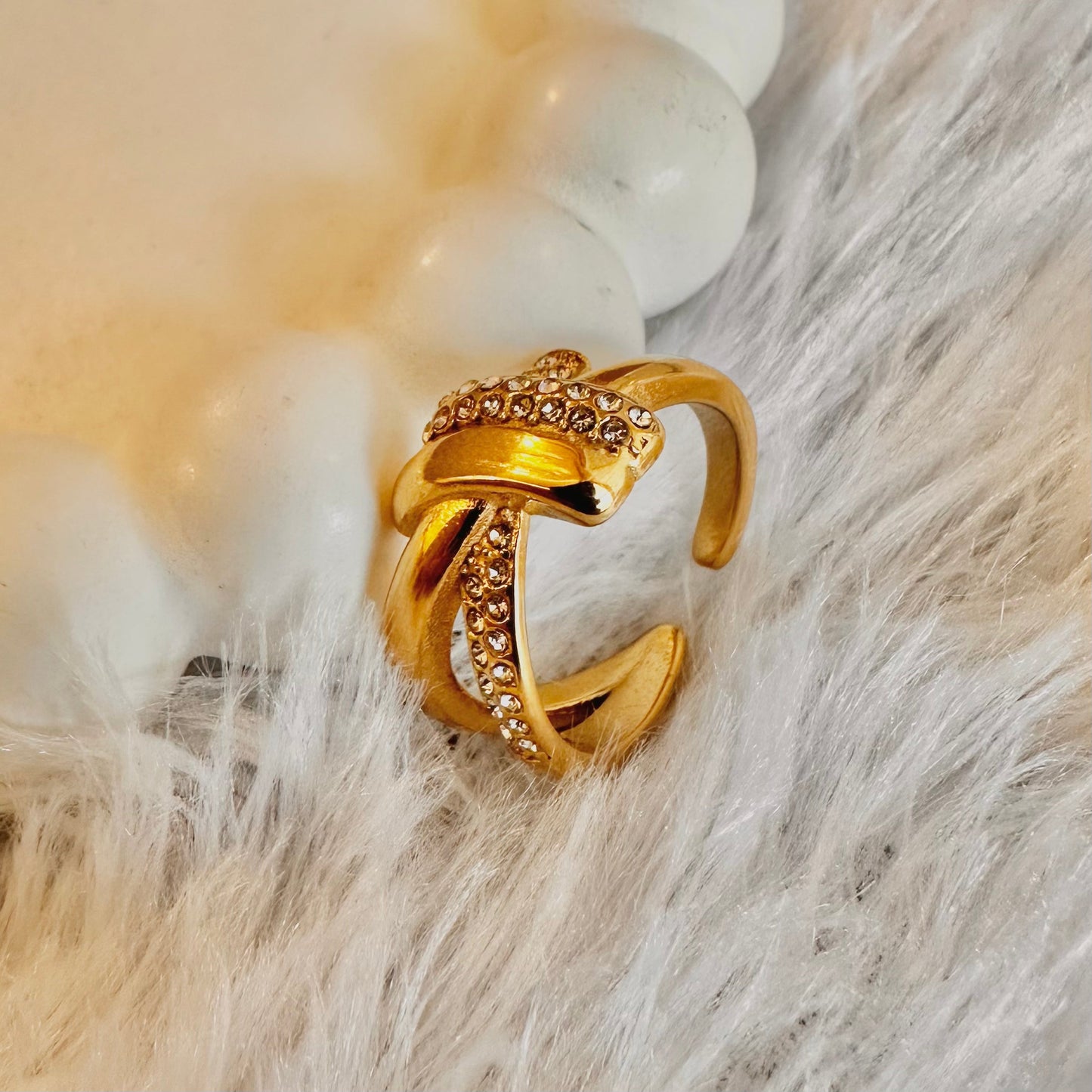 Zirconia Cross Ring (One Size, Adjustable)