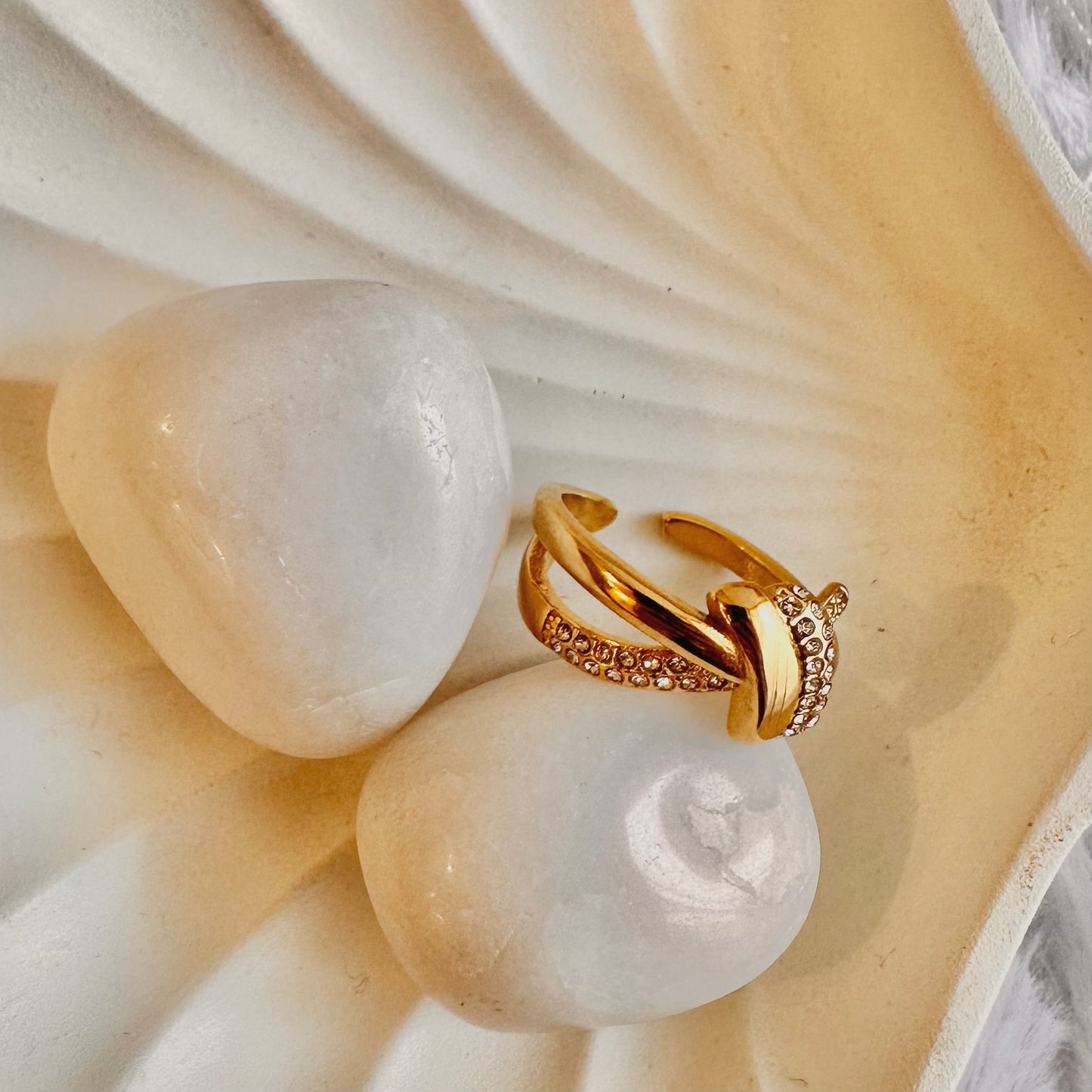 Zirconia Cross Ring (One Size, Adjustable)