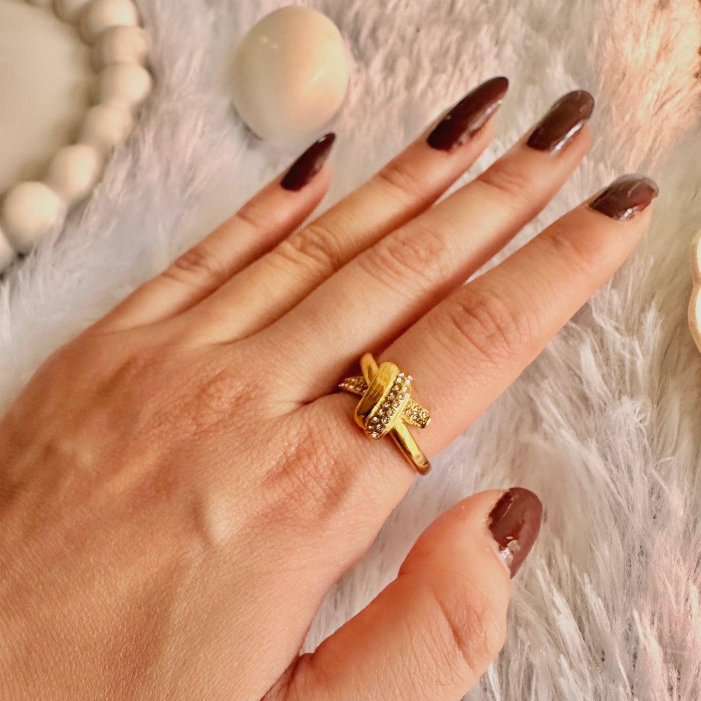 Zirconia Cross Ring (One Size, Adjustable)