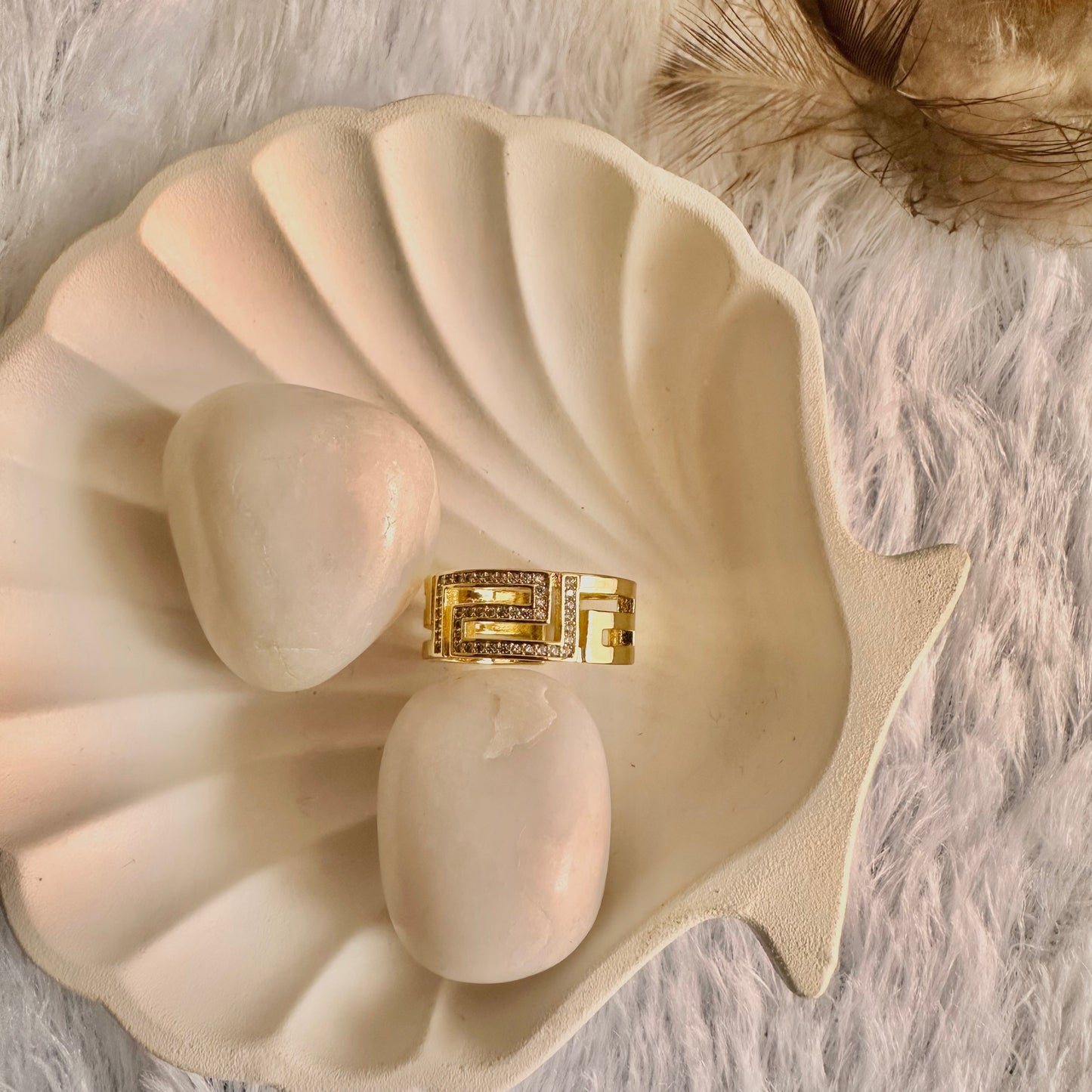 Zirconia Studded Maze Ring (One Size, Adjustable)