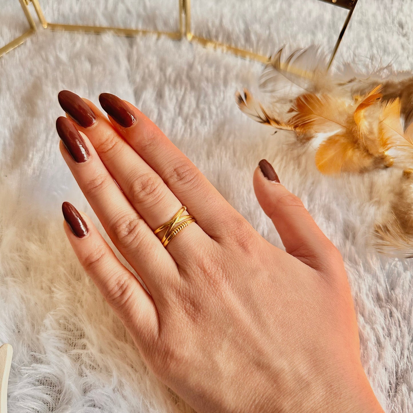 3-Cross Dainty Ring (One Size, Adjustable)