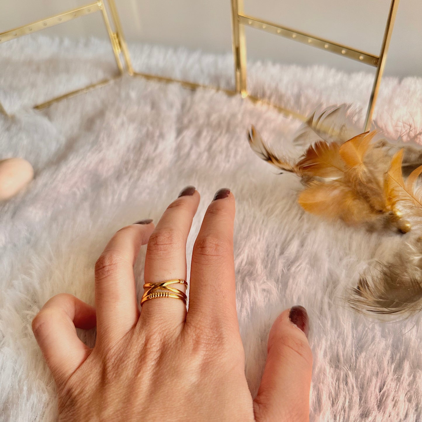 3-Cross Dainty Ring (One Size, Adjustable)