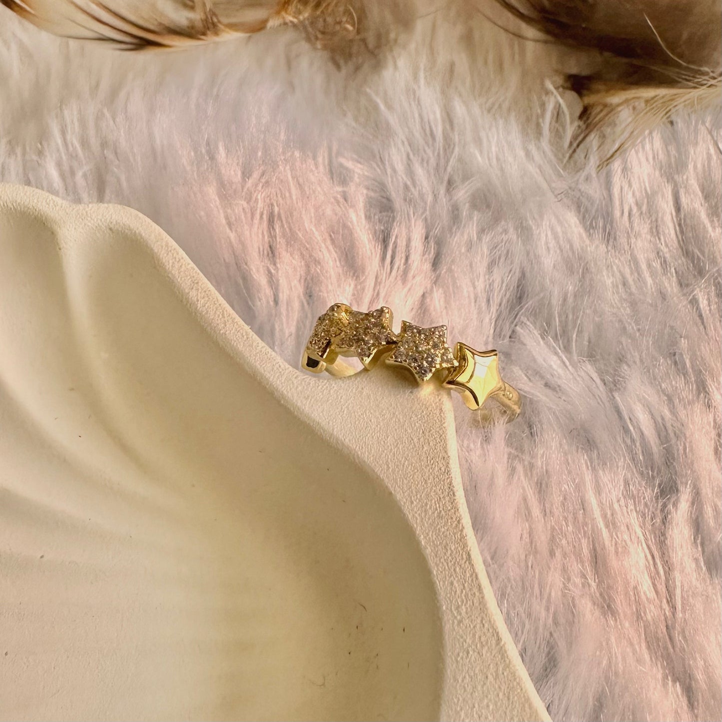 Zirconia Studded Starry Ring (One Size, Adjustable)