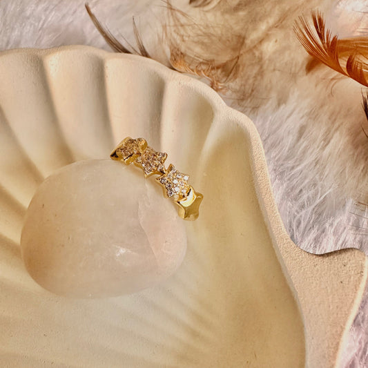 Zirconia Studded Starry Ring (One Size, Adjustable)