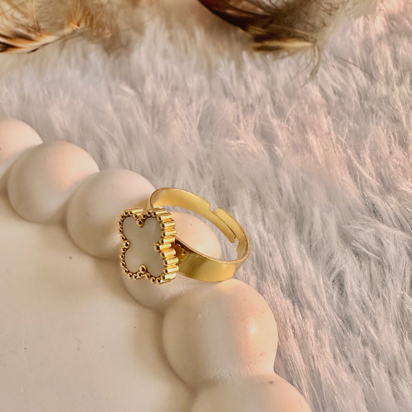 White Clover Ring (One Size, Adjustable)