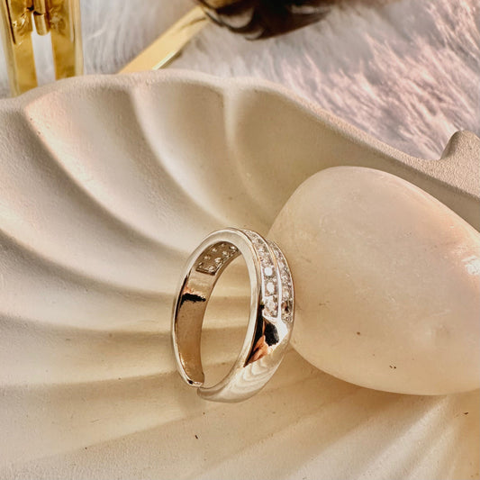 Zirconia Silver Ring (One Size, Adjustable)