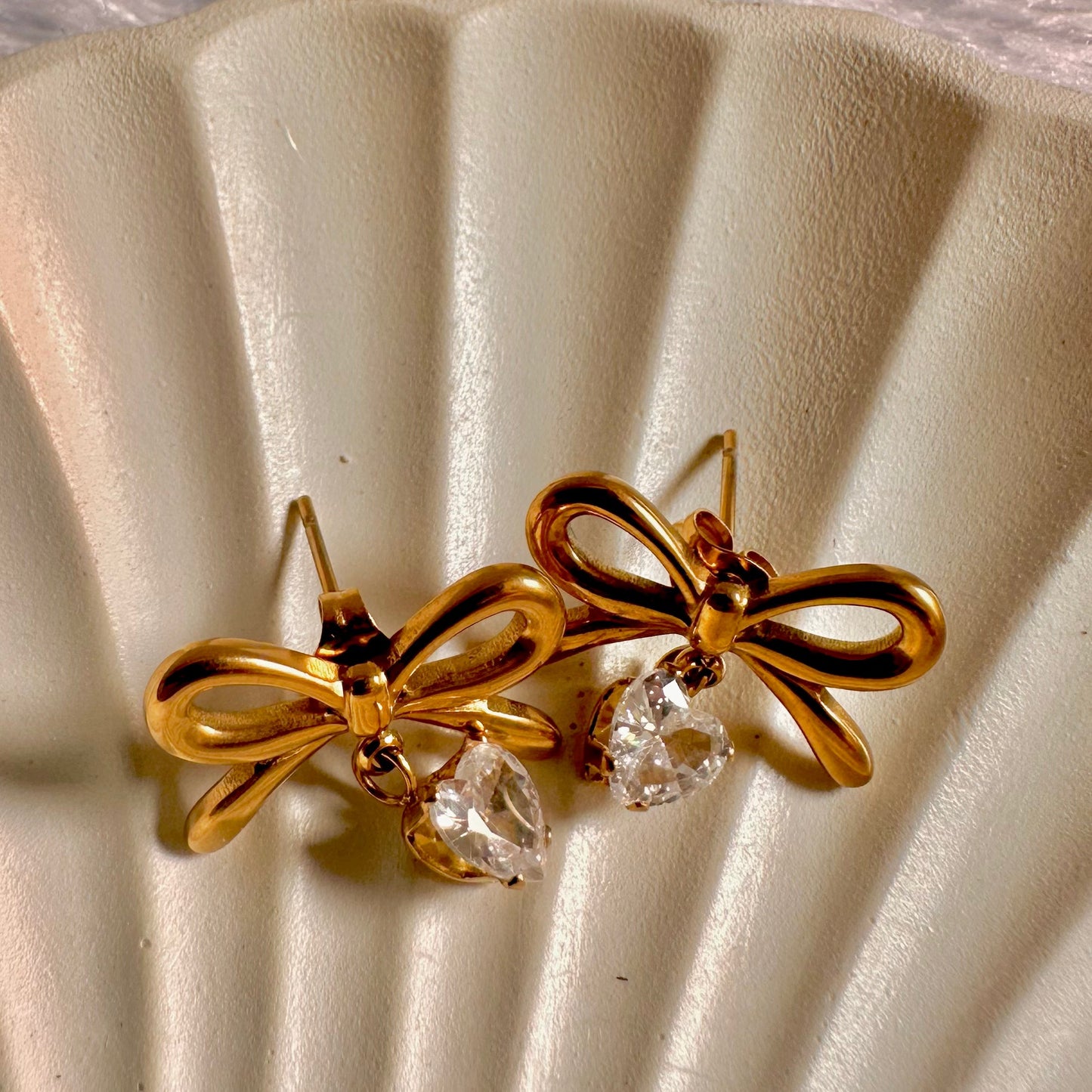 Pookie Bow Zirconia Drop Earrings