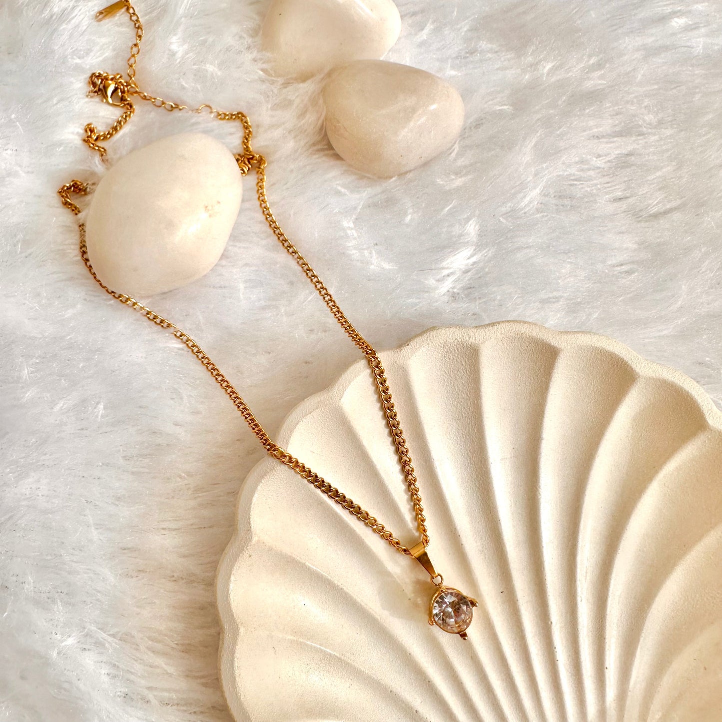 Round Zirconia Solitaire Necklace