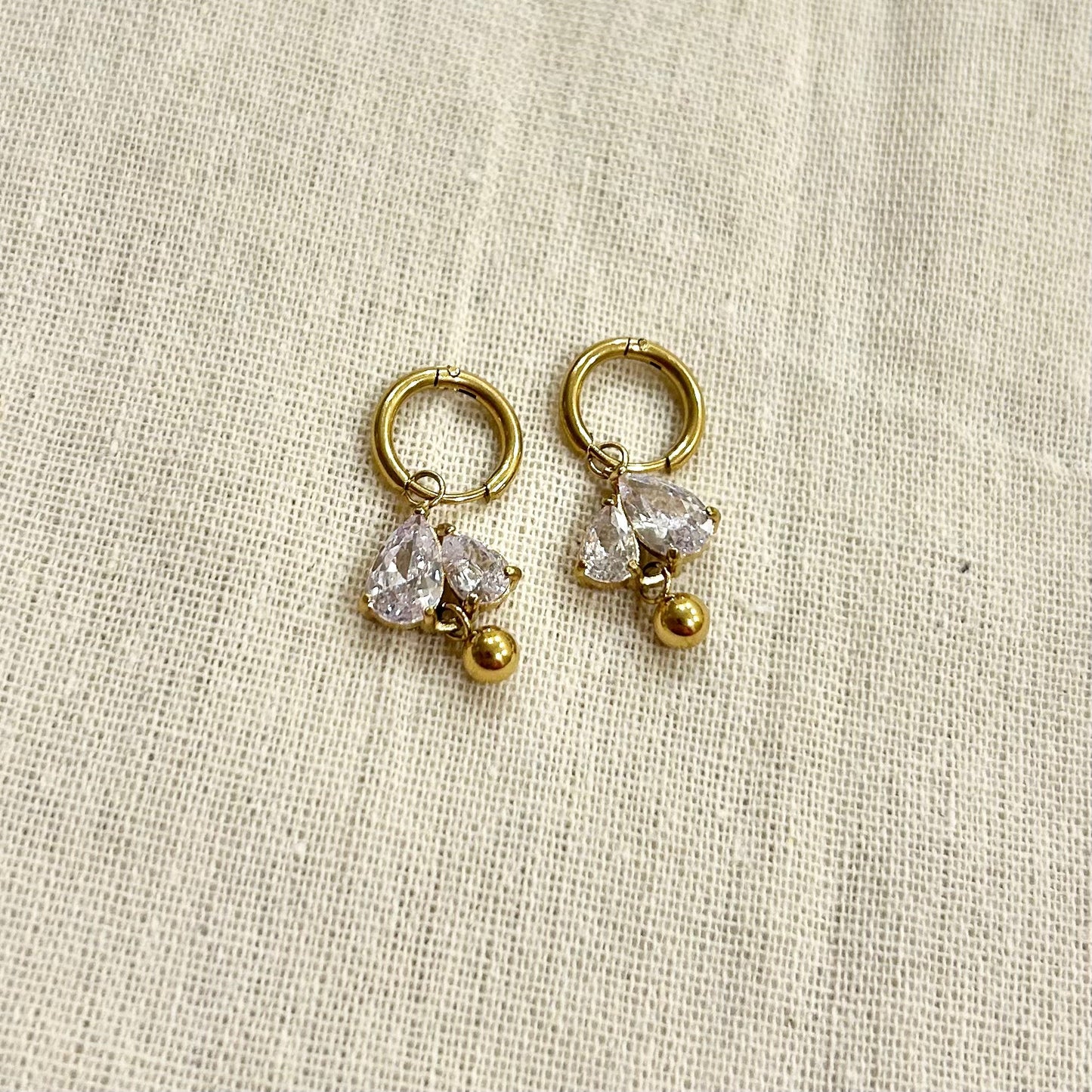 Zirconia Drop Hoop Earrings