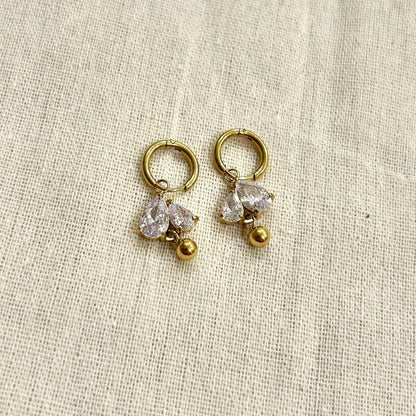 Zirconia Drop Hoop Earrings