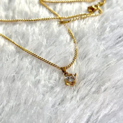 Round Zirconia Solitaire Necklace