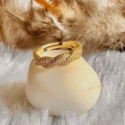 Zirconia Engraved Ring (One Size, Adjustable)