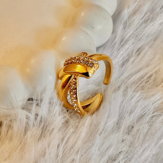 Zirconia Cross Ring (One Size, Adjustable)