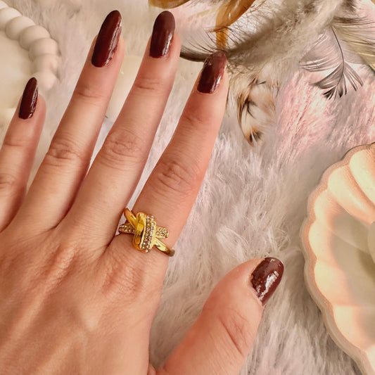 Zirconia Cross Ring (One Size, Adjustable)