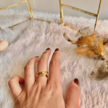 3-Cross Dainty Ring (One Size, Adjustable)