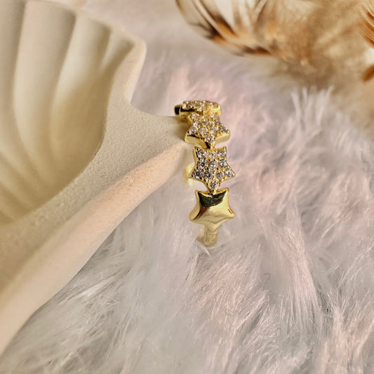 Zirconia Studded Starry Ring (One Size, Adjustable)