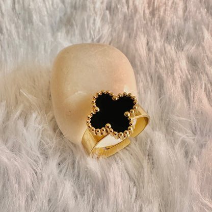 Black Clover Ring (One Size, Adjustable)