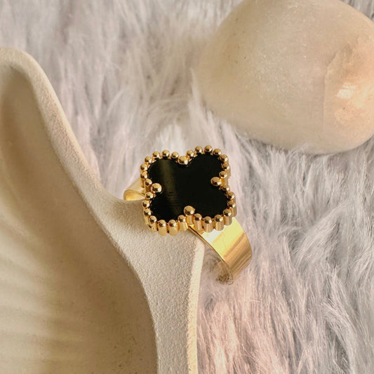 Black Clover Ring (One Size, Adjustable)