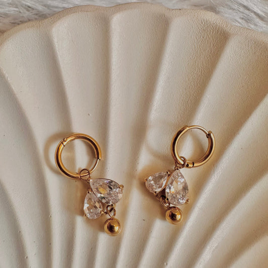 Zirconia Drop Hoop Earrings