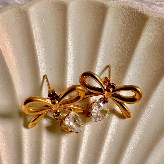 Pookie Bow Zirconia Drop Earrings