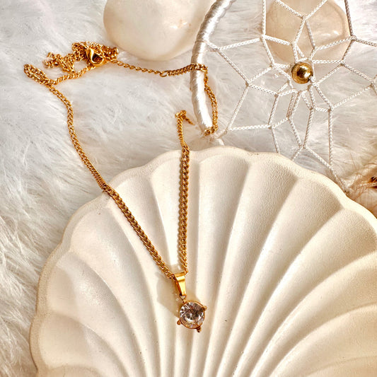 Round Zirconia Solitaire Necklace