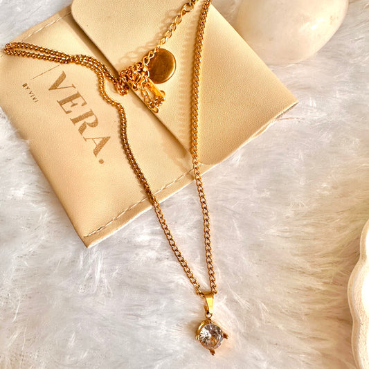 Round Zirconia Solitaire Necklace